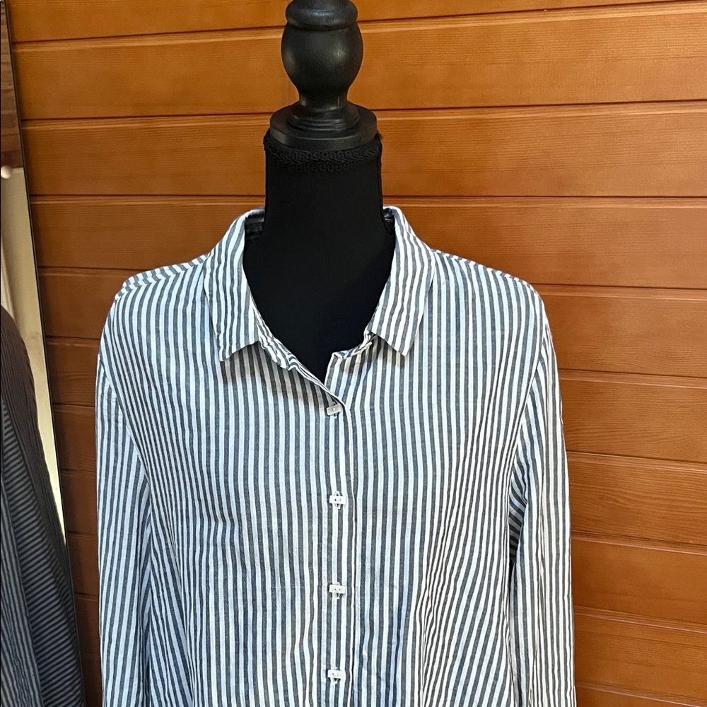 Habitat Gray and White Striped Casual Shirt